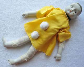 1940s Italy Beautiful Porcelain Sewn Tissue Doll SAD PIERROT  