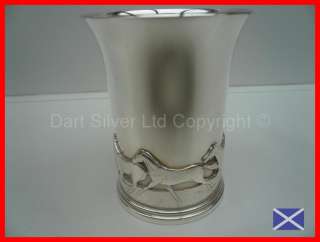 Solid Silver Beaker With Galloping Horses HM 2001 13oz  