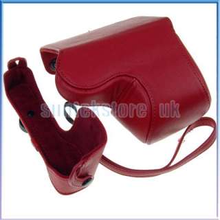 Leather Camera Bag Case for Sony Alpha NEX 3 NEX3 Red  