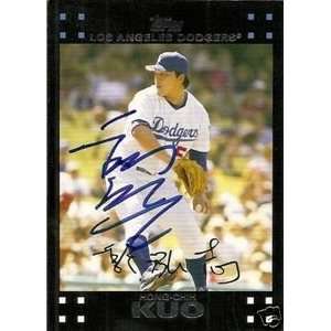   Chih Kuo Signed Los Angeles Dodgers 07 Topps Card: Sports & Outdoors