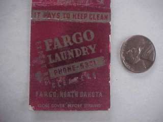 1930 40s Era Fargo North Dakota Laundry Company matchbook It Pays to 