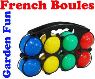 French Boules Petanque Set 8 Plastic Balks Jack + Case  