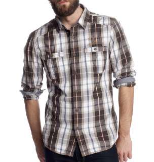   Men’s Checked Shirt Long Sleeve Red Blue & Brown Slim Fit  