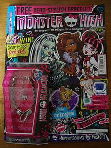    Monster High Issue 1 UK magazine Free Bracelet gift, win prizes