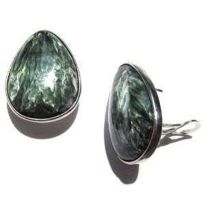  Seraphinite and Sterling Silver Beautiful Stud Earrings 