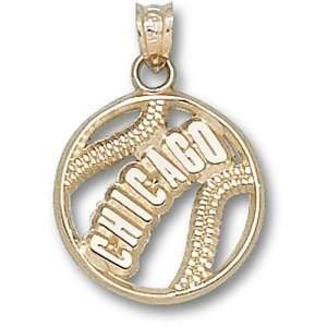  Chicago Cubs MLB Pierced Baseball Pendant (Gold Plated 