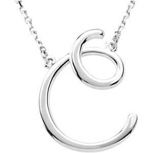   16 Silver Fashion Script Initial Necklace CleverEve Jewelry