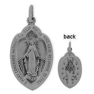  Religious Sterling Silver Mary Medal Medallion with chain 
