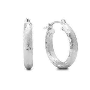  14K White Gold Hoop Earrings Jewelry