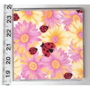 CD DVD Holder Carrier Made with Ladybug Daisy Pink Yellow Fabric