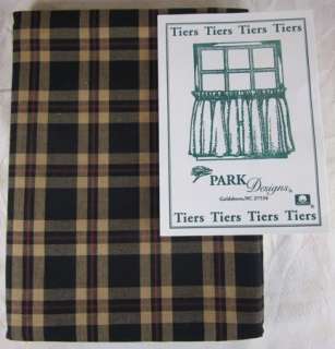 Country Red Black Golden Tan Plaid Cambridge Curtains 72x24  