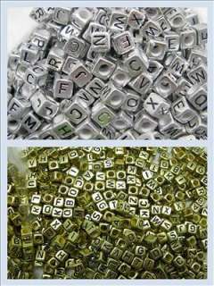 Plastic Cube Alphabet Mixed Letter Loose Beads Jewelery making 6x6mm 