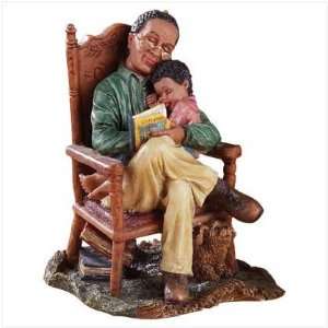  African American Grandfather and Child Figurine