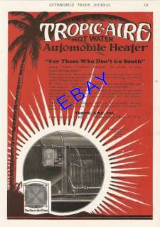 1928 TROPIC AIRE HOT WATER AUTOMOBILE HEATER AD AIR FAN  