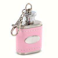 Personalized Pink Genuine Leather Key Chain Flask  