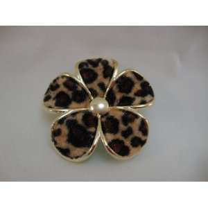   Animal Print Hair Flower Clip and Pin Back Brooch: Everything Else
