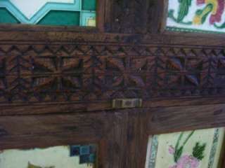 Antique primitive Pie Safe / Cupboard / Table Tile Accent Hand Made 