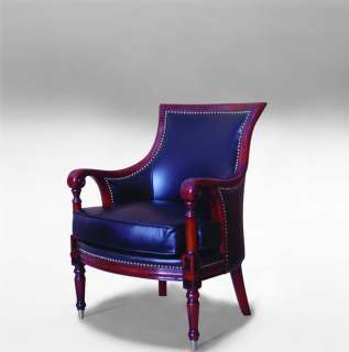 Rosewood/Leather Baroque Accent Arm Chair  