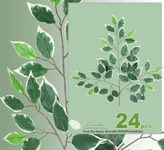 24 pcs 24 Ficus Spray 1008 Leaves Silk Plants 62 White  