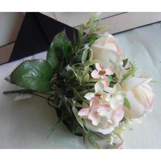 1pc 33cm/13 Artificial Silk Rose 4 Flowers Floral Wedding Bouquet 