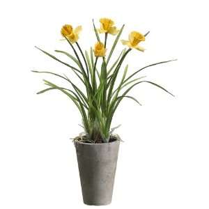   Potted Artificial Yellow Daffodil Silk Flowers 17