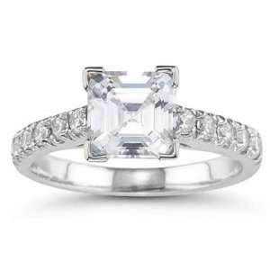  1 ct.tw Asscher Diamond Solitaire Ring in 14k White Gold 