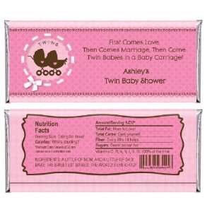 Twin Girl Baby Carriages   Personalized Candy Bar Wrapper Baby Shower 