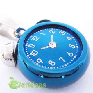 Lover Stainless Steel Alarm Clock Blue Bell Chain Pendant Necklace 