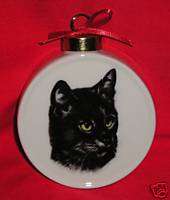 Black Cat Christmas Tree Ornament Decal 1in Flat H  