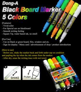 Dong A Fluorescent Black Board Dry Erase Marker Pens Chalk Glass 