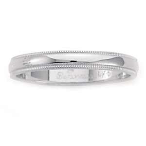 Platinum 8mm Domed Milgrain Comfort Fit Wedding Band Ring (Sizes 8 1/2 