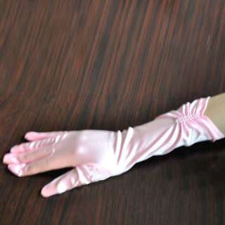 Satin Gloves for Bridal Wedding Opera Accessories Pink Evening Party 