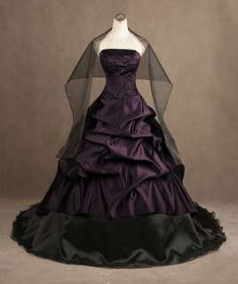Purple/Black Wedding Dress Bridal Gown Evening Dresses  