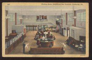 Postcard PITTSBURGH, PA  Bus Terminal Interior 1940s  