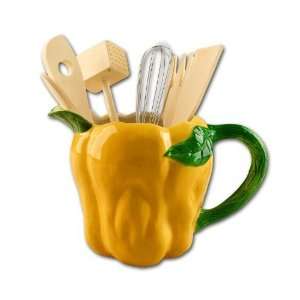  YELLOW BELL PEPPER 3 D Ceramic Pitcher & Utensils Set NEW 