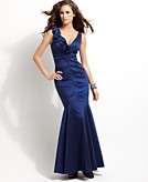 Macys   Xscape Dress, Sleeveless Rosette Gown customer reviews 