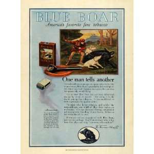  1923 Ad American Blue Boar Smoking Pipe Tobacco Cigarettes 