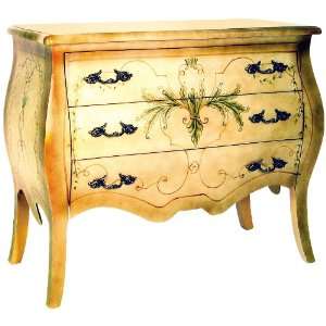    Buttermilk Ivory Hand Painted Bombe Chest I