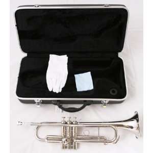   Brass Trumpet with Hard Case, Cleaning Cloth, and Gloves Musical