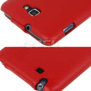 RED LEATHER CLAM CASE WITH STAND FOR SAMSUNG GALAXY NOTE N7000 I9220 
