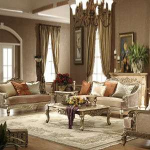 Pc Antiqued Silver Sofa Couch, Chair & Loveseat Set  