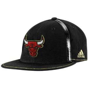  adidas Chicago Bulls Black Fashion Flat Bill Fitted Hat 