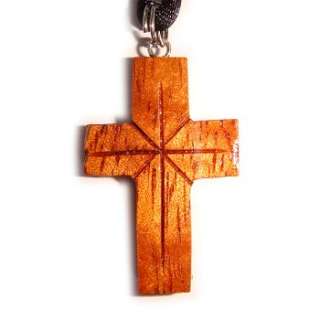 Hawaiian Koa Wood Cross Pendant Necklace Jewelry