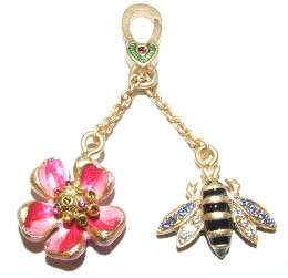 Jay Strongwater Bee & Flower Crystal Charm  