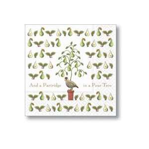   Classic Pear Tree Christmas Party Beverage Napkins