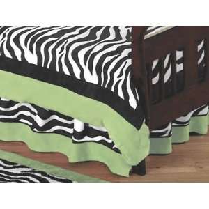  Lime Funky Zebra Bed Skirt for Crib and Toddler Bedding 
