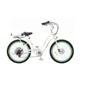  Comfort Cruiser Step Thru White with Mint Green Rims and 
