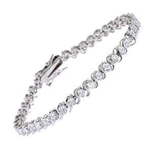  Cubic Zirconia Diamond Sterling Silver Tennis Bracelet 