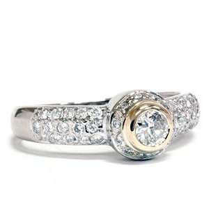   Bezel Diamond Engagement Anniversary 14K White Gold Ring   6: Jewelry