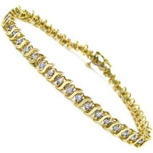  1.80ct Round Diamond S Link Tennis Bracelet 10k Yellow 
